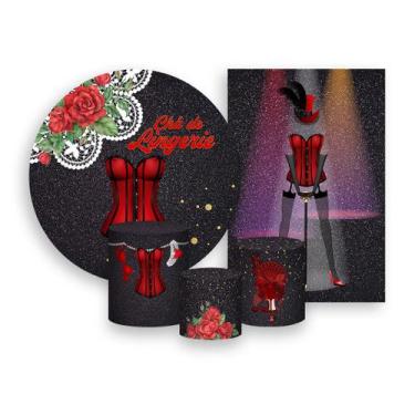 Imagem de Kit 2 Painis De Festa + Trio De Capas Cilindro - Chá de Lingerie Verme