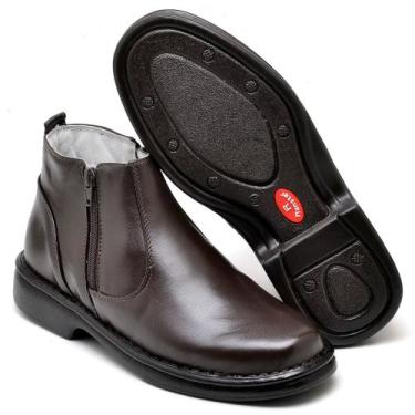 Imagem de botina de pelica forrada em couro com solado de borracha costurado lev