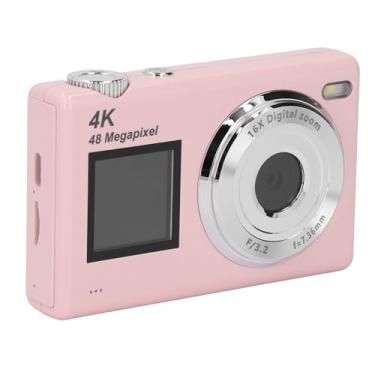 Imagem de Câmera Digital 4K, Câmera de Cartão CCD de Tela Dupla HD de 48 MP Com Zoom Digital de 16X, Filtro Eletrônico de Beleza para Câmera de Estudante Anti-vibração para Estudantes (PINK)