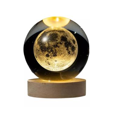 Imagem de Luminária 3d Led de Mesa Bola de Cristal Design Elegante