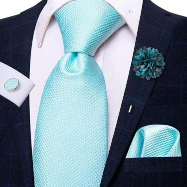 Imagem de Gravata de Seda Azul Clara para Casamento - 8,5cm - Hi-tie, N, 3775, X