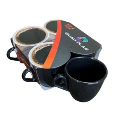 Imagem de Kit 04 Xícaras Café Acrílico Cores Diversas 70ml Cappuccino - Fortinje