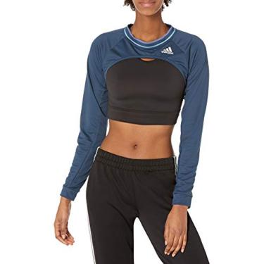 Imagem de adidas Camiseta feminina Match Shrug Pb manga longa, Azul-marinho/Alumina, M