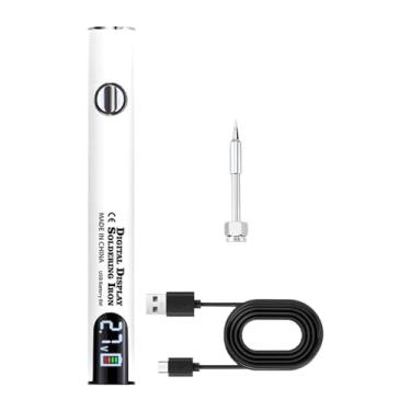 Imagem de Ioensy Kit de ferro de solda sem fio portátil caneta de solda elétrica 2.7v 3.4v 4.2v premium fácil de usar 510 fios usb recarregável, Conjunto Branco