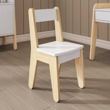 Imagem de Cadeira Infantil em Madeira Maciça e Mdf Corujinha Casatema Branco/Natural