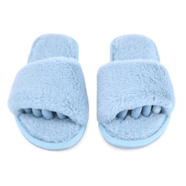 Imagem de Pedi Couture Pantufas femininas felpudas – Chinelos femininos macios e confortáveis com separadores de dedos abertos – Bonito uso o dia todo, calçado feminino casual, sem cadarço, para uso interno e