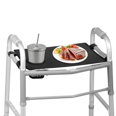 Imagem de Bandeja de andador para andador dobrável com suporte de copo bandeja universal para andador adulto acessórios de mobilidade serve para andadores padrão para idosos tapete antiderrapante para alimentos