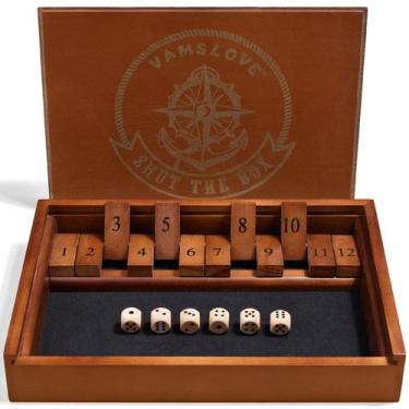 Imagem de Tabuleiro de madeira Shut The Box Dice Game VAMSLOVE para mais de 2 jo