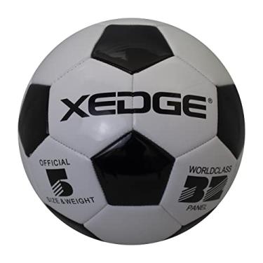 Imagem de XEDGE Bola de futebol tamanho oficial, bola de treinamento tamanho 5 para meninas, meninos, adolescentes, adultos, costurada à máquina para brincar em ambientes internos e externos (preto e branco,