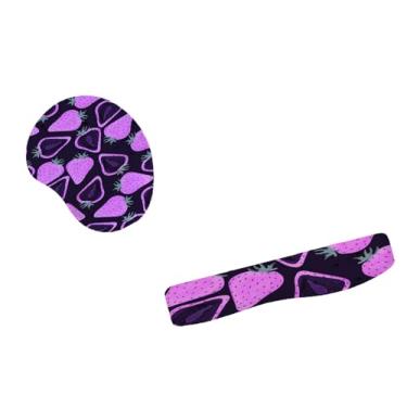 Imagem de Kit Mouse Pad E Apoio Teclado Ergonômico Morango Roxo Encantado