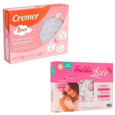 Imagem de Kit 2 Cx Rosa Fraldas Pano Cremer Minasrey Estampadas Luxo - Cremer E 