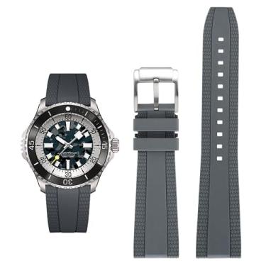Imagem de Pulseira de borracha FKM para relógios Breitling Superocean com fivela, pulseiras de borracha para relógios Breitling Professional (cinza, 22 mm)