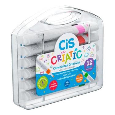 Imagem de Marcadores Canetinha acrilica Infantil Estojo 12 Cores Cis