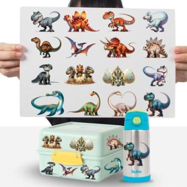 Imagem de Cartela 16 Adesivos Dinossauros Infantil Envernizado DTF UV - Graviart
