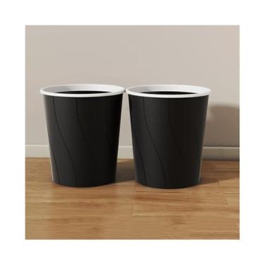 Imagem de Lixeira para Área Externa Lixeira, redonda, sem tampa, design reto, grande lixeira de plástico para cozinhas domésticas e cafeterias, pacote com 2 Lixeira para Área Externa(Preto)