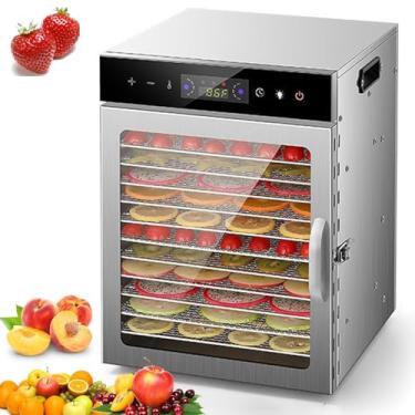 Imagem de Desidratador de alimentos, grande capacidade de 12 camadas, ajustável de 86 °F a 194 °F, desidratador de frutas de 1000 W com temporizador de 24 horas, adequado para carne, frutas e vegetais