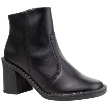 Imagem de Bota Feminina Via Angel Ankle Boot Salto Alto Bico Quadrado Cano Baixo