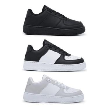 Imagem de Kit 3 Pares Tênis Sneakers Casual Force Unissex Blogueira - NoBrand, B