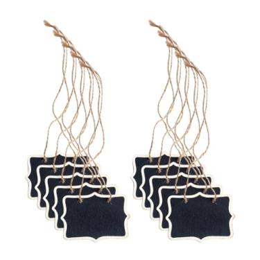 Imagem de DELORIGIN 10 etiquetas de decantador de quadro negro mini placas apagáveis de madeira para quadro-negro etiquetas personalizadas para decantadores de bebidas com cordão de pendurar etiquetas para