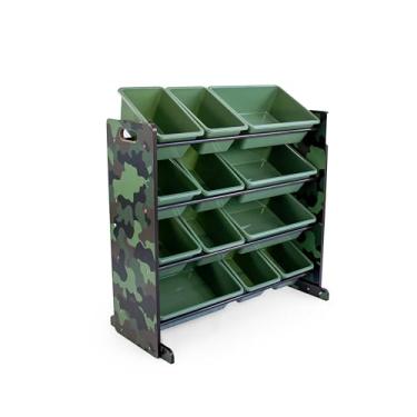 Imagem de Humble Crew Organizador de armazenamento de brinquedos Hunter com 12 caixas de armazenamento de plástico, camuflagem verde militar