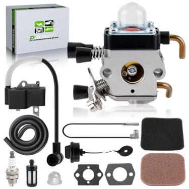 Imagem de partszen Carburador 4137 124 2800 para Stihl FS75 FS80 FS80R FS85 FS85R FS85T FS85RX C1Q-S42 C1Q-S63A HS80 HS85 com bobina de ignição 4137 400 1350 filtro de ar