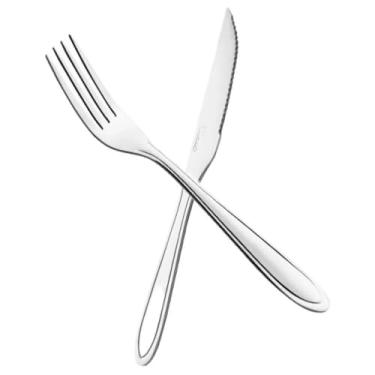 Imagem de Jogo de Talheres de Mesa para Restaurantes em Inox Prateado (América - Prata, 24pçs - Garfo e Faca)