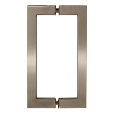 Imagem de BRIXWELL QH2U-001 Alça de chuveiro quadrada de níquel escovado, puxador de costas para trás, centro de 20 cm, serve para vidro de 1/10.2 cm a 1/5.1 cm