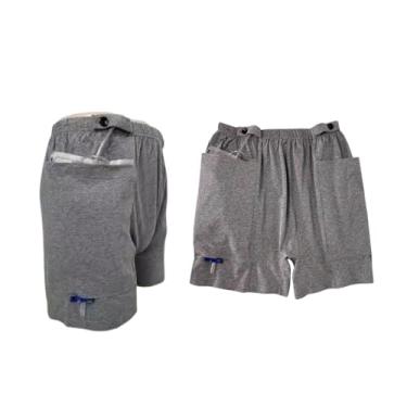 Imagem de Shorts de drenagem ostomia para homens e mulheres, bolsa de urina com dois bolsos discretos para cateter, calças laváveis para cuidados com incontinência (1 par - GG)