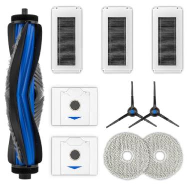 Imagem de (Pacote com 10) Peças de reposição Omni N30 compatíveis com ECOVACS DEEBOT N30 Omni/ N30 Pro Omni Robotic Vacuum, 1 escova de rolo, 2 escovas laterais, 2 sacos de pó, 3 filtros HEPA, 2 almofadas de