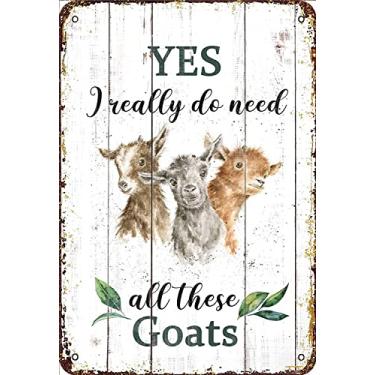 Imagem de Pzecaru Pôster De Cabras Retrô, Placa Metal Em Lata, "Sim, Eu Realmente Preciso Todas Essas Placas Vintage", Decoração Parede, Presente Para Banheiro, Restaurante, Fazenda, Quarto, Café, Escola, 8X1