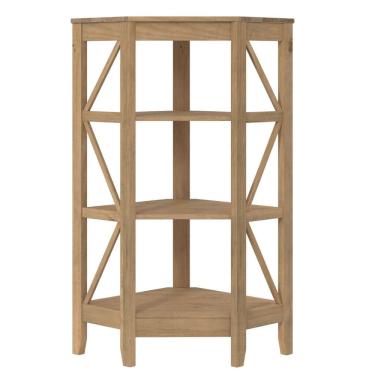 Imagem de Estante de Canto em Madeira Maciça com 3 Nichos Marrom Antique