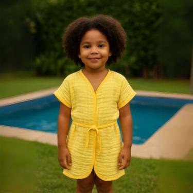Imagem de Roupão infantil criança praia piscina natação banho confortável macio 