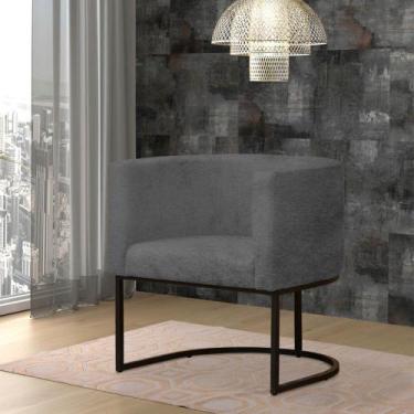 Imagem de Poltrona Reforçada Decorativa Sala Gabriela Base Ferro Preta Suede - D