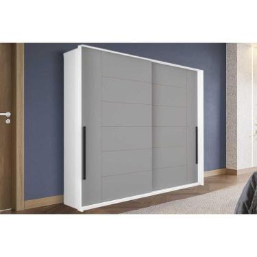 Imagem de Guarda Roupa 2 Portas de Correr e 2 Gavetas Lisboa Branco/Cinza - Politorno