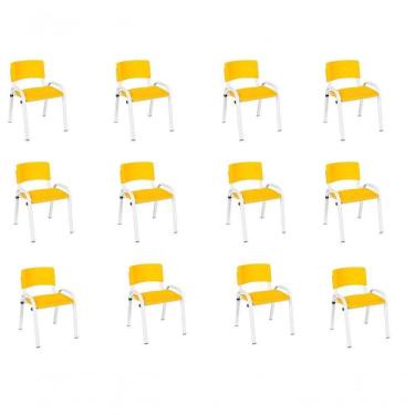 Imagem de Kit 12 Cadeiras Infantil Iso Base Branca Amarelo