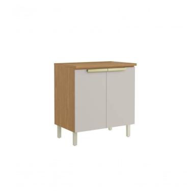 Imagem de Balcão De Cozinha 80cm 2 Portas Com Tampo New Porto - Itatiaia Freijó/off White