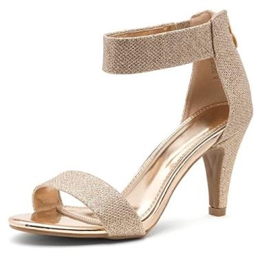 Imagem de Herstyle RROSE sandália feminina de salto alto com bico aberto para festa de casamento e salto elegante, Rose Gold, 6.5
