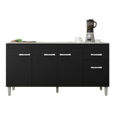 Imagem de Balcão Multiuso P/ Cozinha Gabriela 150cm Preto S/tampo Ajl - AJL Móve