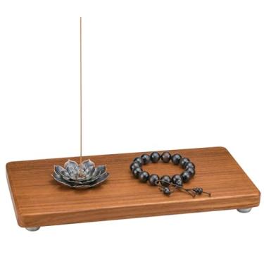 Imagem de SINOKF Suporte E Bandeja De Madeira Maciça Teca 32 Cm X 15 - Organizador Fazenda Com Base Antiderrapante, Para Banheiro Cozinha Rústicos, Bancada, Decoração Pia, Pedestal Acabamento Natural (Decoraç