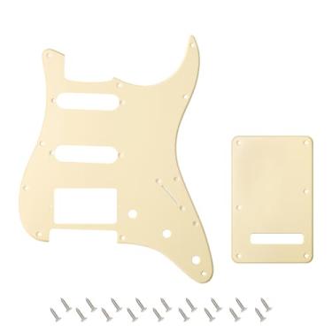 Imagem de Banworks 1Ply Strat HSS Pickguard 11 furos SSH Pickguard Placa de risco com placa traseira Conjunto de capa Tremolo Tremolo de 6 furos para USA/Mexican Modern Style Standard Stratocaster ST JT/HB-09