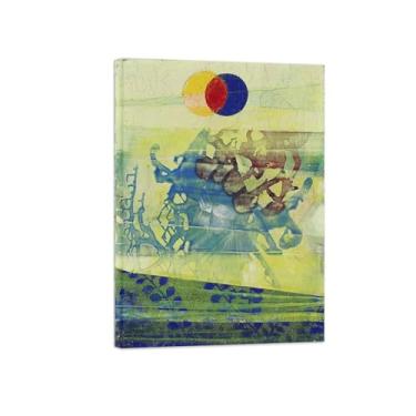 Imagem de Abstrato lona wall art pinturas famosas-Lua dupla-Poster e impressões para decoração casa pronta para pendurar 50x70cm20x27in Tela Embrulhada