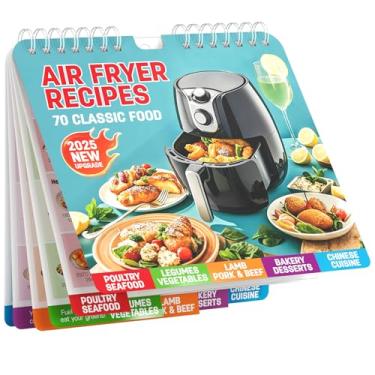 Imagem de Folha de dicas magnética da fritadeira a ar 2025, livreto de guia de culinária, 70 receitas ilustradas e presentes de culinária - Livros de receitas da fritadeira a ar Keto para iniciantes