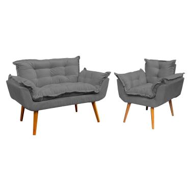 Imagem de Kit Namoradeira Manicure + Poltrona Decorativa Para Sala Recepção Consultório Alice Suede