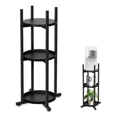 Imagem de Suporte dispensador de água com 3 prateleiras redondas, suporte de água de metal resistente para garrafa de 5 galões, adequado como suporte de jarro de água e suporte de plantas, 83,5 cm de altura e