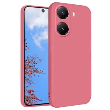 Imagem de Yarxiawin Capa de telefone para Xiaomi Poco X7 Pro toque macio sedoso roxo, capa protetora estética de silicone fina anti-impressão digital à prova de choque capa fofa (vermelho camélia)