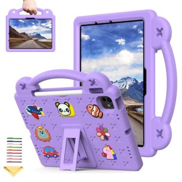 Imagem de UUcovers Capa infantil para iPad Air de 11 polegadas M2 (2024) com suporte para lápis/suporte/alça leve, fofa e macia, espuma vinílica acetinada, à prova de choque, capa para iPad Air 6ª geração, urso