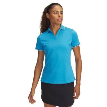 Imagem de Camiseta Polo de Golf Under Armour Drive Feminina, Azul, GG