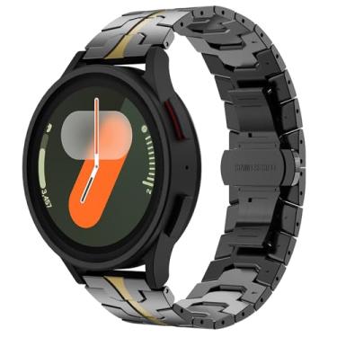 Imagem de FULLIFE Compatível com Samsung Galaxy Watch 7, 6, 5, 4 FE, pulseira de metal dobrável de aço inoxidável de 20 mm, Galaxy Watch 6 Classic/4 Classic/5 Pro de 43 mm, 47 mm, 42 mm, 46 mm, 45 mm, preto