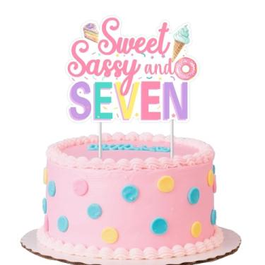 Imagem de Jollyboom Sweet Sassy and Seven Birthday Decorations Girls, Donut Ice Cream 7th Birthday Decorations Cake Topper Double-Sided for 7 Year Old Girl Bday Party