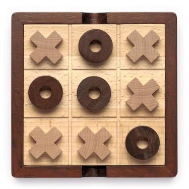 Imagem de Lingle 5.5" Luxury Wooden Tic Tac Toe Game, Classic Board Game for Family Activities, Elegant Table Top Decor for Living Room, Perfect for Indoor and Outdoor Fun